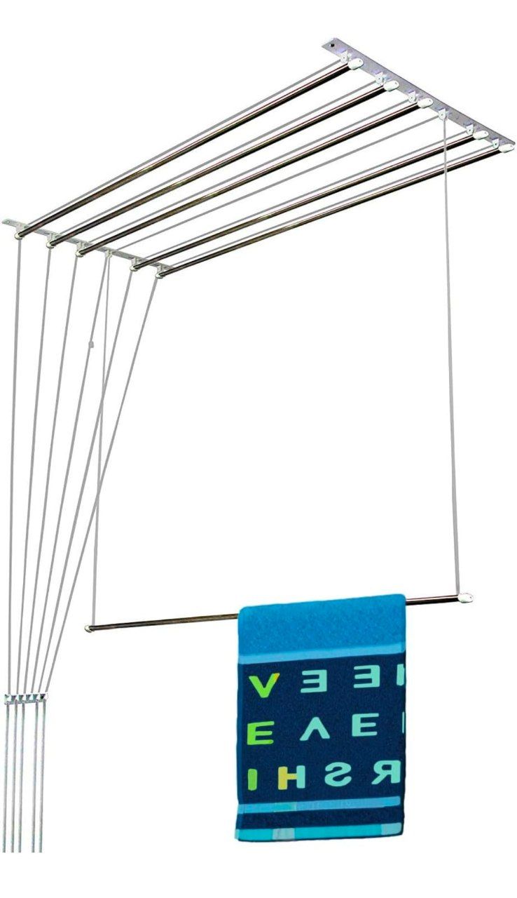 Synergy - 6 Pipes x 6 Feet - Heavy Duty Stainless Steel Ceiling Cloth Dryer/Cloth Hanger/Cloth Drying Stand for Balcony/Clothes Stand for Drying with Individual Drop Down Pipes (SY-CL3)