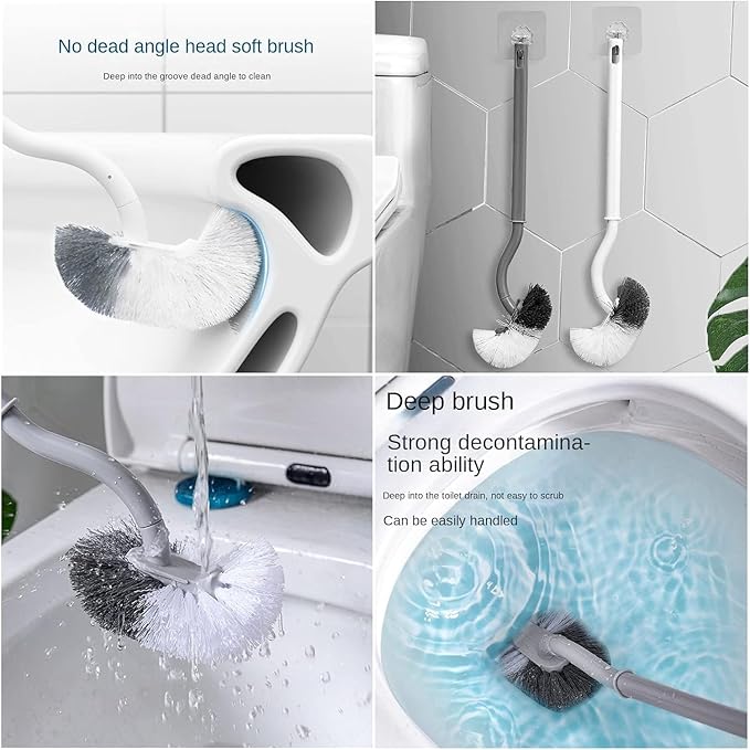 2Pcs Curved Toilet Cleaning Brush