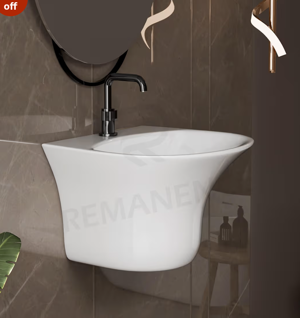 REMANENCE Luxury Wall Mount Half Pedestal Wash Basin for Bathroom