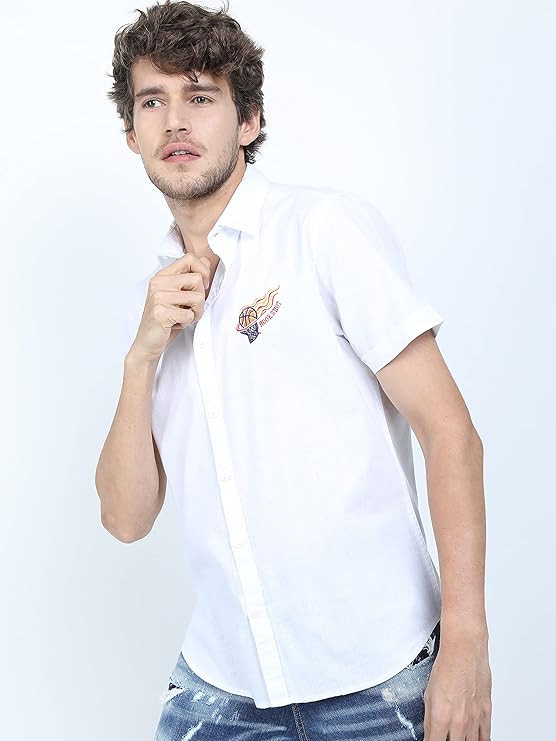 KETCH Men Slim Fit Printed Half Sleeve Shirt