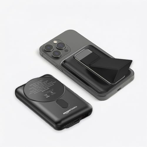 Amazon Basics 10,000mAh 22.5W Fast Charging and 15W Wireless Charing Power Bank with Stand - Black