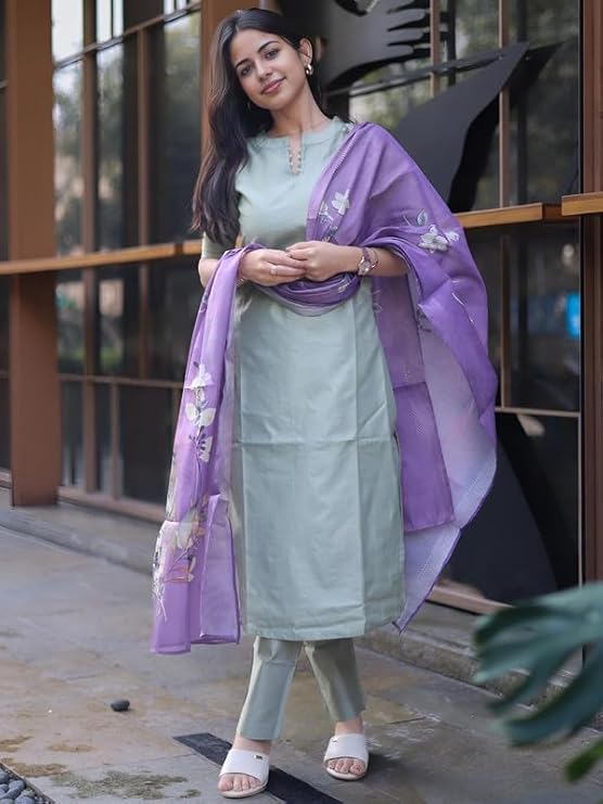 Sun Fashion And Lifestyle Women's Roman Silk Stitched Printed Aline Long Kurta Sets for Women