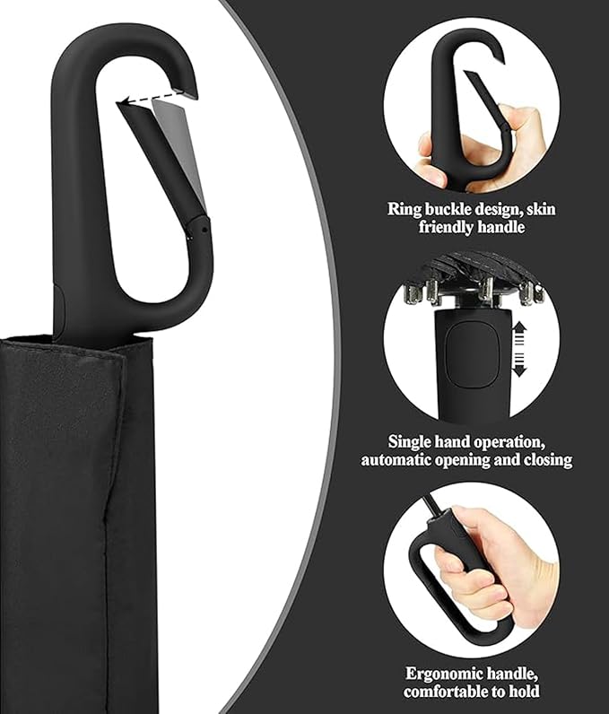 Zemic UV Umbrella with Novelty Carabiner Handle