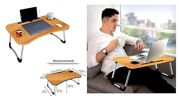 Smart Multipurpose Foldable Laptop Table with Cup Holder, Study Table