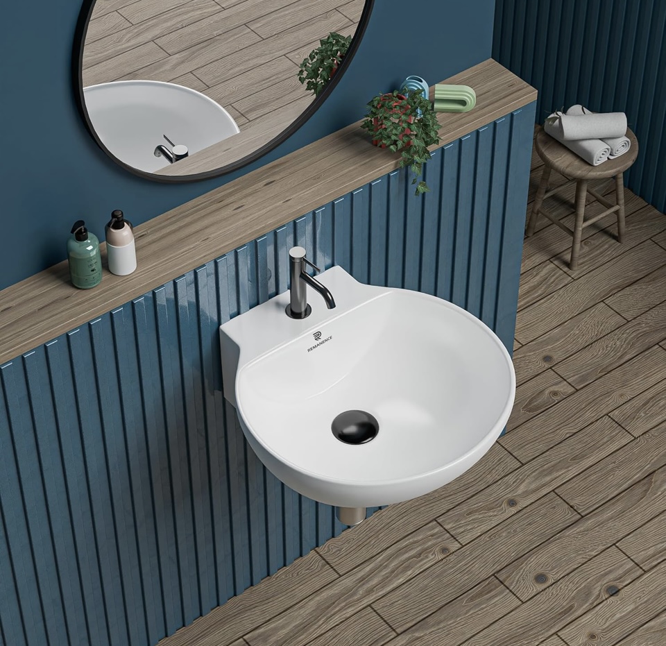 REMANENCE Ceramic Wall Hung Corner Wash Basin
