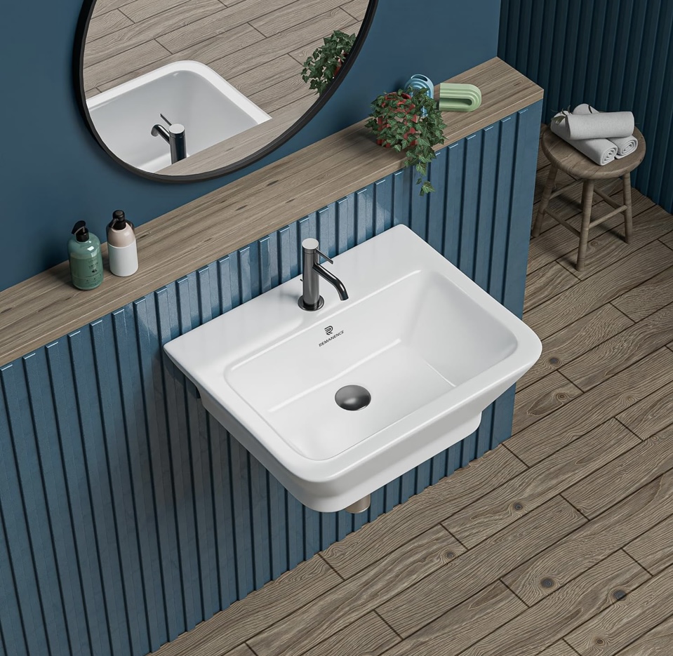 REMANENCE Ceramic Wall Hung Corner Wash Basin