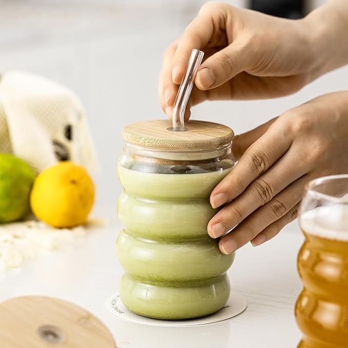 SAPRA Aesthetic Glass Tumbler with Lid