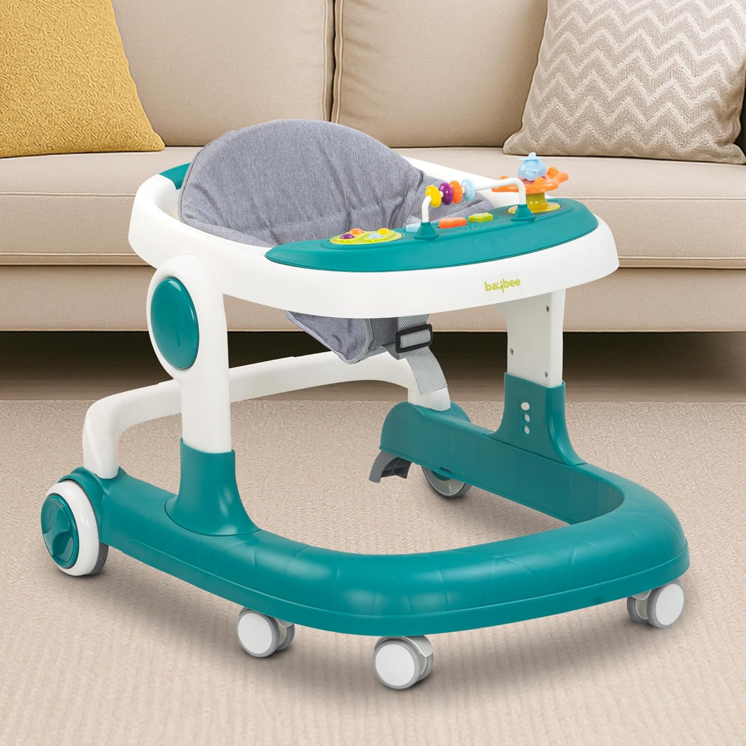 Baybee 2 in 1 Baby Walker for Kids with Adjustable Height & Wheel Lock | Activity Push Walker for Baby with Musical Toy Bar & Stopper