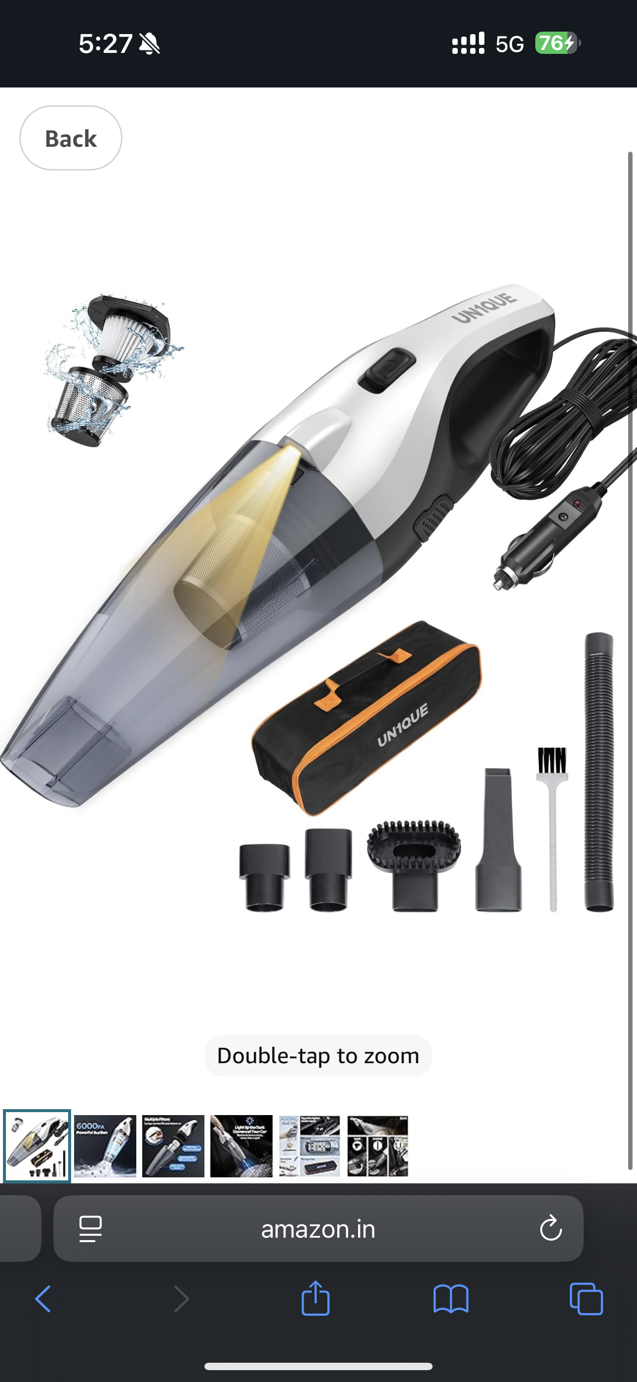 UN1QUE Car Vacuum Cleaner, 6000Pa Powerful Suction, Vacuum Cleaner for Car