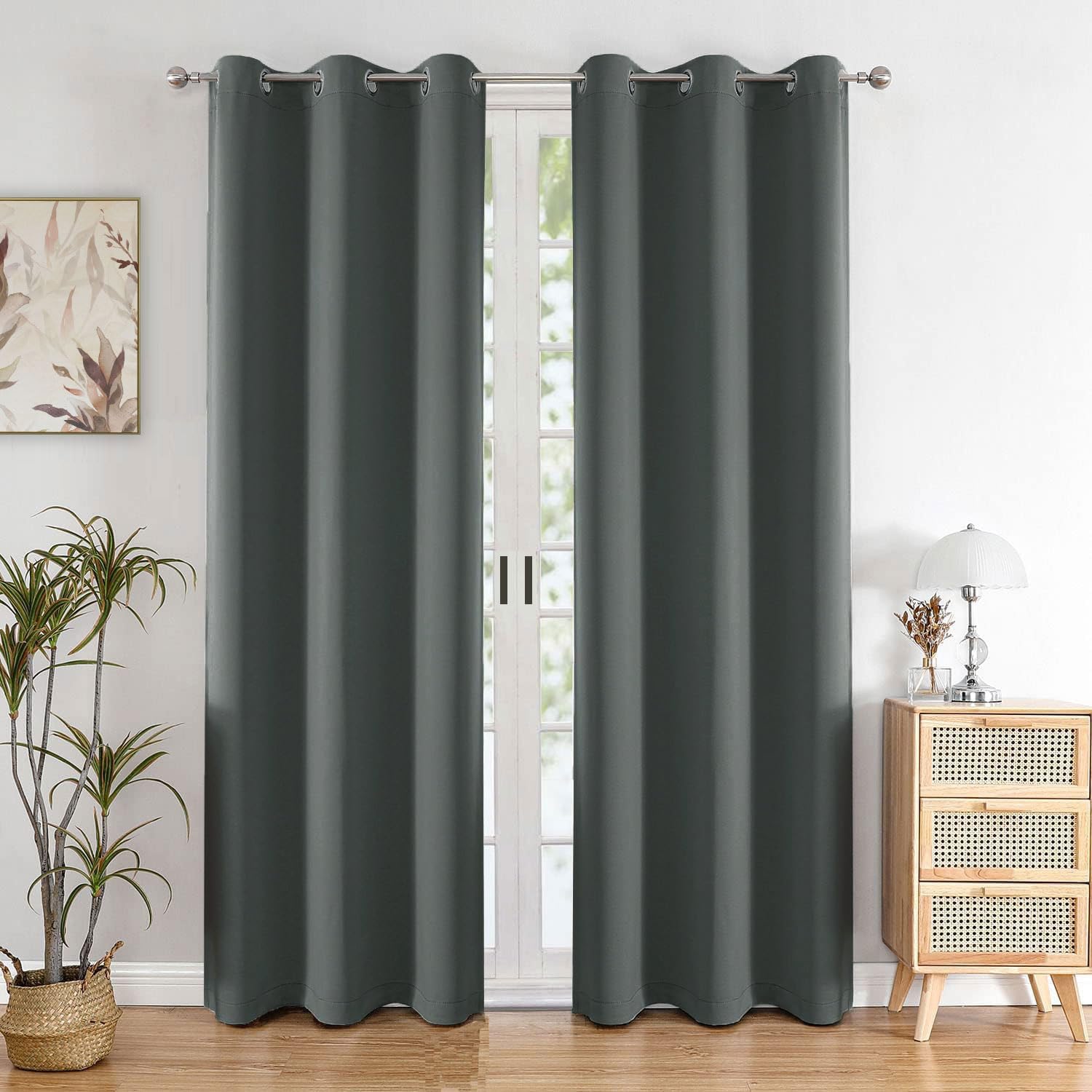 HOMEMONDE Blackout Curtains 7 Feet Set of 2 - Thermal Insulated, Noise Reduced Door