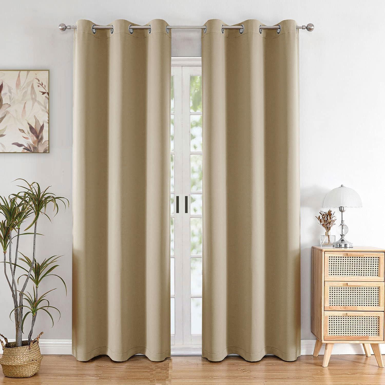 HOMEMONDE Solid Blackout Curtains 8 Feet Long - Thermal Insulated Curtains for Long Door