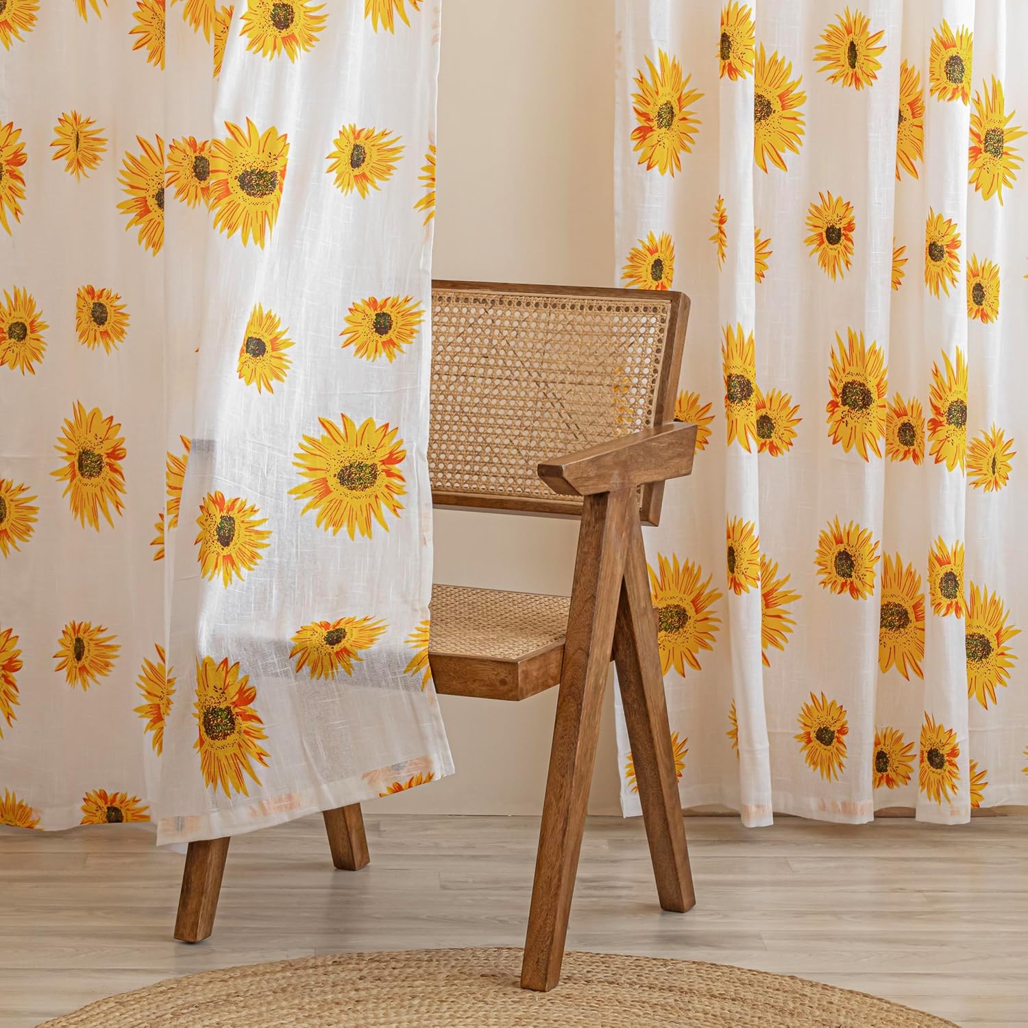 HOMEMONDE Printed Curtains - Cotton Sheer Transparent Curtain Set of 2
