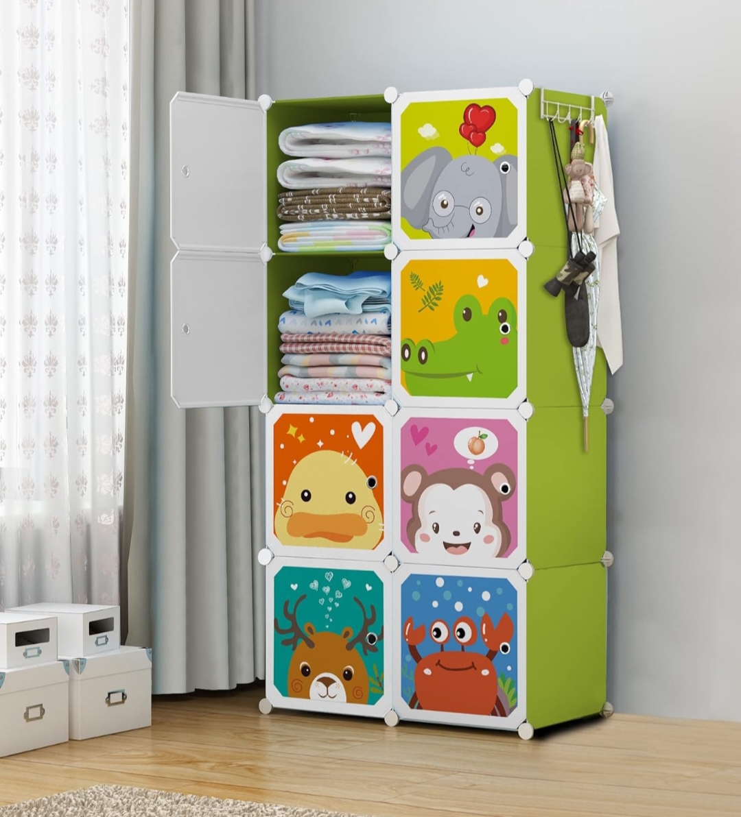 OVYA 8 Door Kids Wardrobe Plastic Foldable Storage Cabinet