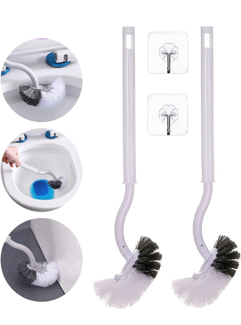 2Pcs Curved Toilet Cleaning Brush