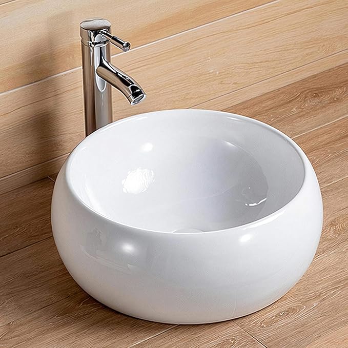 REMANENCE Round Wash Basin Countertop | Tabletop Ceramic Bathroom Sink