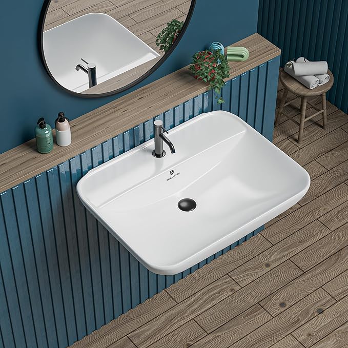 REMANENCE Ceramic Wall Hung Corner Wash Basin for Bathroom | Wall Mounted Corner Sink for Small Bathrooms