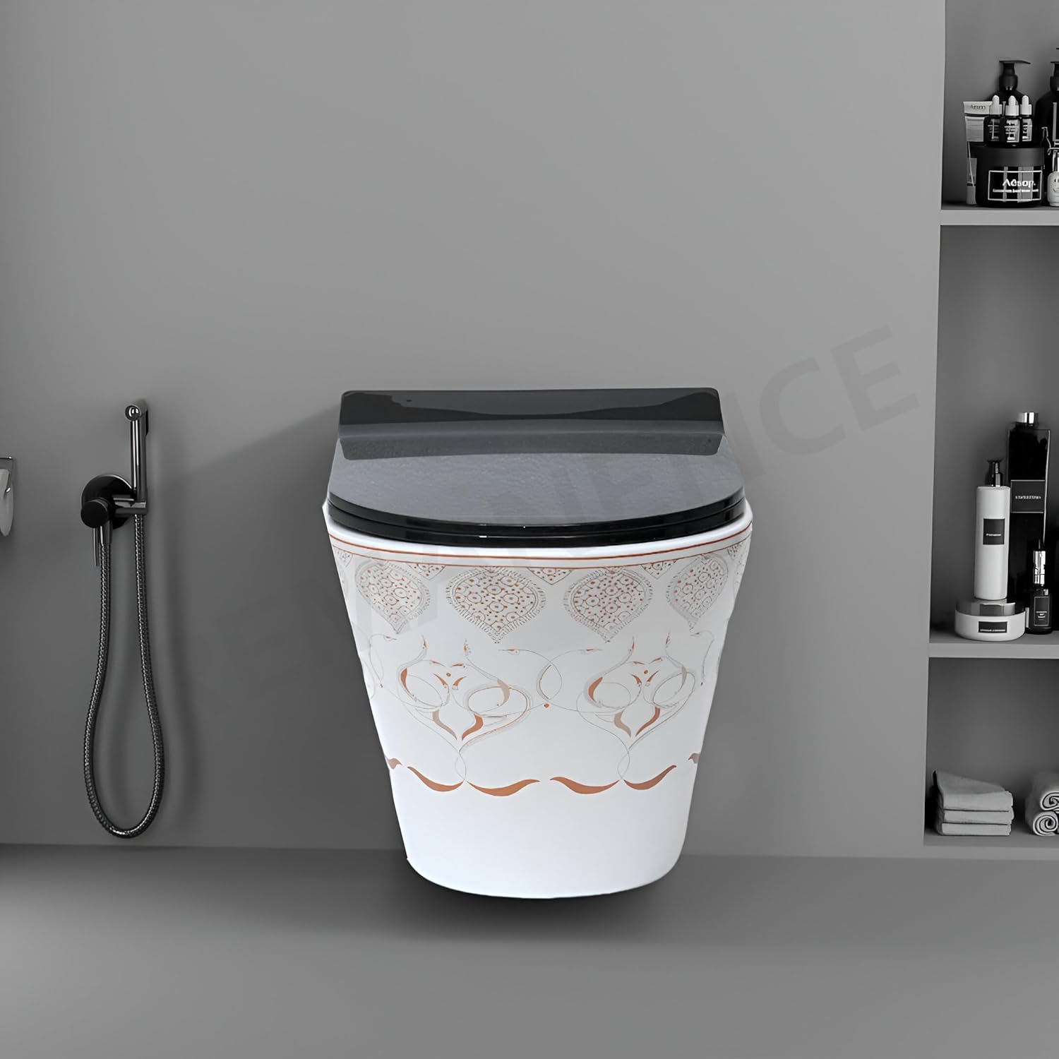 REMANENCE Ceramic Wall Mount Western Toilet Commode for Bathrooms | Moroccan Design