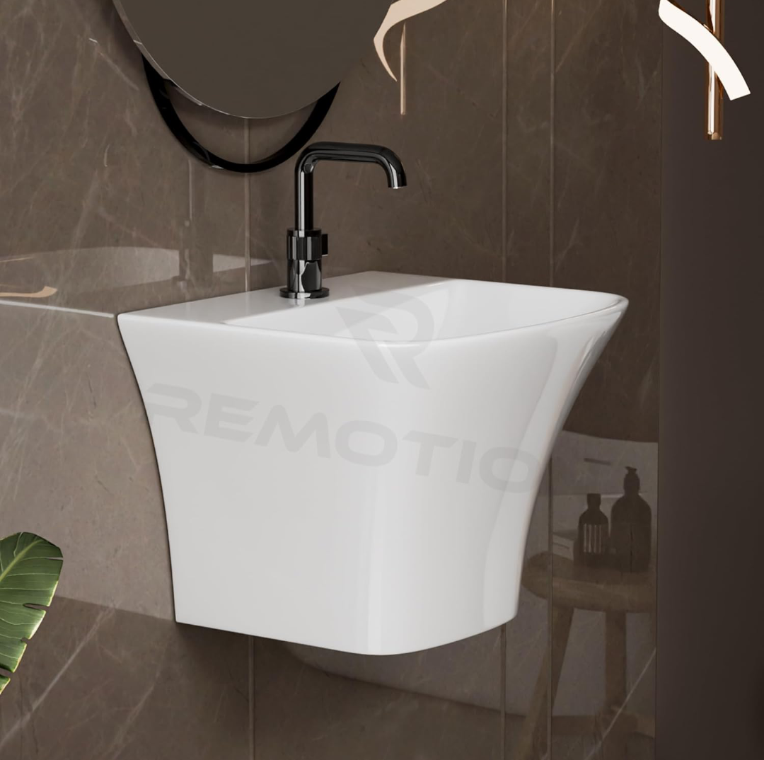 REMANENCE Luxury Wall Mount Half Pedestal Wash Basin for Bathroom