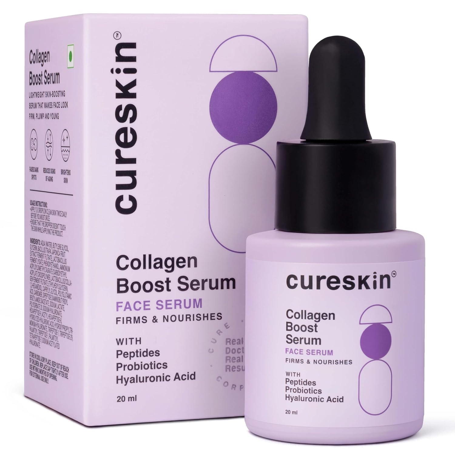 Cureskin Collagen Peptides for Women | Collagen Boost Hyaluronic Acid Serum | Plumps & Repairs with Hyaluronic Acid