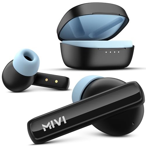 Mivi DuoPods Sync Earbuds [New Launch], 60 Hours Playtime, AI-ENC for HD Calls, 13mm Drivers, IPX 4.0, BT v5.3, Made in India True Wireless Bluetooth Ear Buds