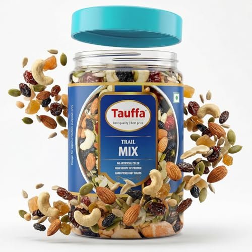 Tauffa Trail Mix - Healthy Snacking, 500g| Premium Blend of Nuts, Seeds, Dried Fruits | Energy Boosting Snack for Fitness, Office, Travel & More | High Fiber & Protein | 100% Natural & Vegan