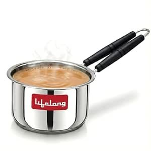 Lifelong Stainless Steel Heavy Bottom Saucepan | 1.5L, 17cm Saucepan with Handle | Milk & Tea Boiling Pot for Kitchen | Induction & Gas Stove Compatible | Durable and Easy to Clean (LLSSP17)