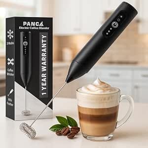 PANCA Electric Coffee Frother Rechargeable | Dual Spring Milk Whisker & Coffee Beater | Portable Coffee Maker Machine for Home | Instant Coffee Mixer, Blender & Frother for Cappuccino, Latte