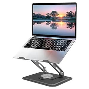 Dyazo 360° Rotating Laptop Stand | Multi Angle & Height Adjustable Tabletop Riser | Foldable Metal Holder with Anti-Slip Pads | Compatible for MacBook Air/Pro, Dell, HP, Lenovo & More (Space Grey)