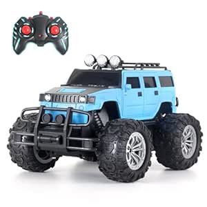 popsugar Off Roader Rechargeable Remote Control Monster Truck with 4 Headlight Modes | Lithium Battery | C-Type Charging | Remote Control Car for Kids | Made in India, Sky Blue