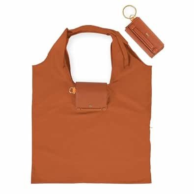 HIE Lepayt Foldable Tote Bag | Women Lightweight, Compact & Durable Handbag | Eco-Friendly Convertible Travel Tote with Detachable Golden Metal Keychain Loop & Vegan Leather Cover.