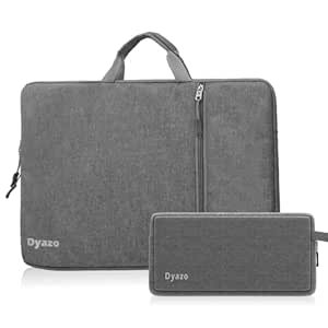 Dyazo 13.3 Inch Laptop Sleeve Case with Handle & Front Pocket and Charger Pouch Compatible for MacBook Air/Pro 14/ M2/M1, HP Envy 13, Chromebook & Notebooks (Grey)