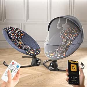 BAYBEE Electric Baby Swing Cradle for New Born Baby | Rocker for Babies with Adjustable Speed & Safety Belt | Automatic Swing Cradle with Mosquito Net, Music & Toys for Infant Boys Girls (Deep Blue)