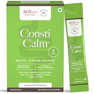 AGEasy x Wellbeing Nutrition Consti Calm For Seniors | Supports Constipation Relief, Bowel Regularity & Digestive Comfort | Natural Laxative With Actazin®, Prebiotics & Herbal Extract | 15 Sachets | Jeera Flavour, 20 Sachets