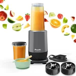 Preethi MiniBlend - Compact Blender & Juicer for Lump Free Purees & Smoothies | 25,000 RPM | Two Razor sharp Ninja blades, Two Leak-proof Jars with Sipper & Storage Lids | Free Lifelong Service