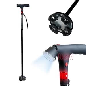 Antara AGEasy Walking Stick with SOS Alarm Button for Men & Women | Walking Cane for Old People | Walk Stick with Adjustable Height | Support Stick (Foldable Walking Stick with SOS Alarm)