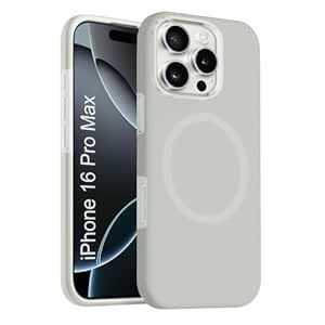 iPhone 16 pro Max Silicone Magsafe Case | Shock Proof Design & Camera Protection | Premium Rubberised Apple iPhone 16 pro Max Cover (Microfiber Lining) | Ultra Smooth Silicone - Gray